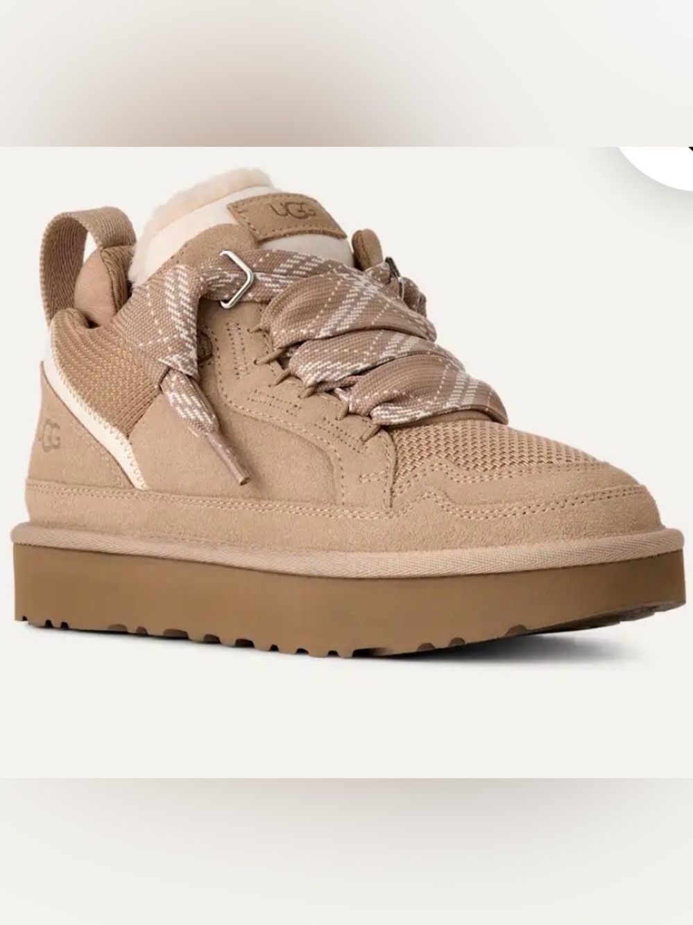 UGG Women's Lowmel Sand Platform Lace-Up Sneakers Booties Authentic Sz 7 NEW